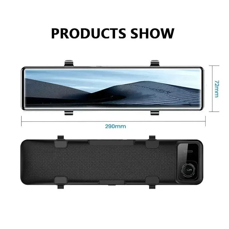 Achteruitkijkspiegel – Dashcam – Auto Spiegelcamera – 4K Recorder – Parkeercamera – 12 Inch 4K Scherm – GPS Tracking & Nachtzicht