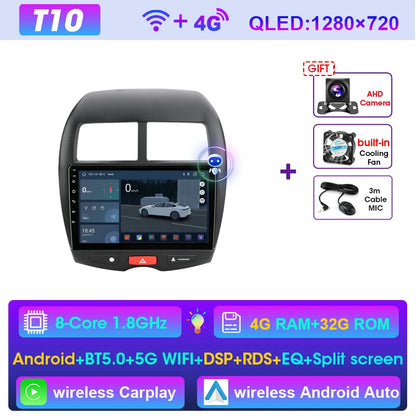 2Din Android Autoradio – Multimedia Speler – Touchscreen Navigatie – Bluetooth Radiosysteem – 10 Inch Scherm – Wireless CarPlay & Android Auto – Achteruitrijcamera Ondersteuning – Stuurwielbediening – T10 Camera Variant