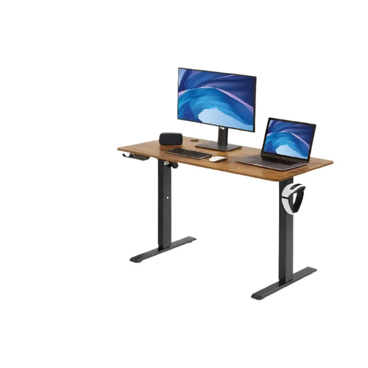 Groot laptopcomputerbureau - 47,2 x 23,6 inch - Rechthoekig staand bureau - Gaming en thuiskantoor - PC-bureau - In hoogte verstelbaar - Zwart