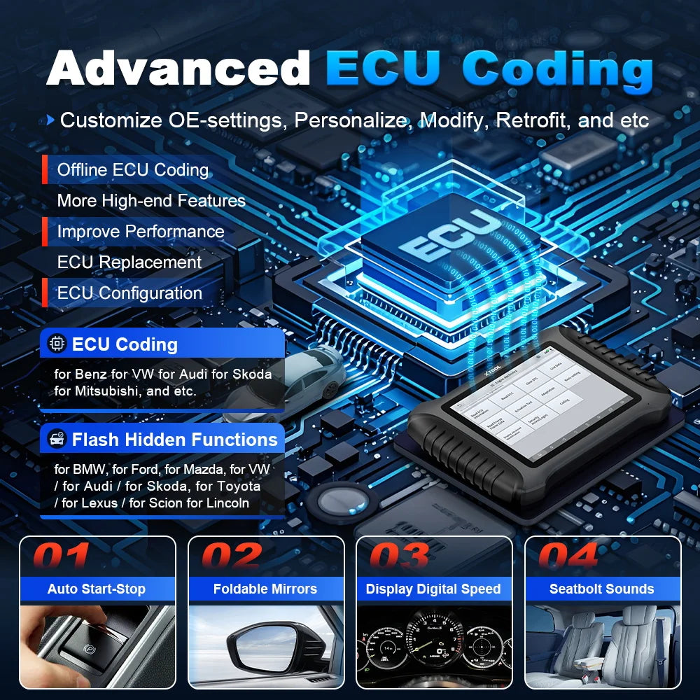 Bluetooth Auto Diagnosetool – OBD2 Scanner – Voertuigdiagnose – ECU Programmering – Bi-Directionele Tests – 8 Inch Touchscreen – 5000mAh Accu