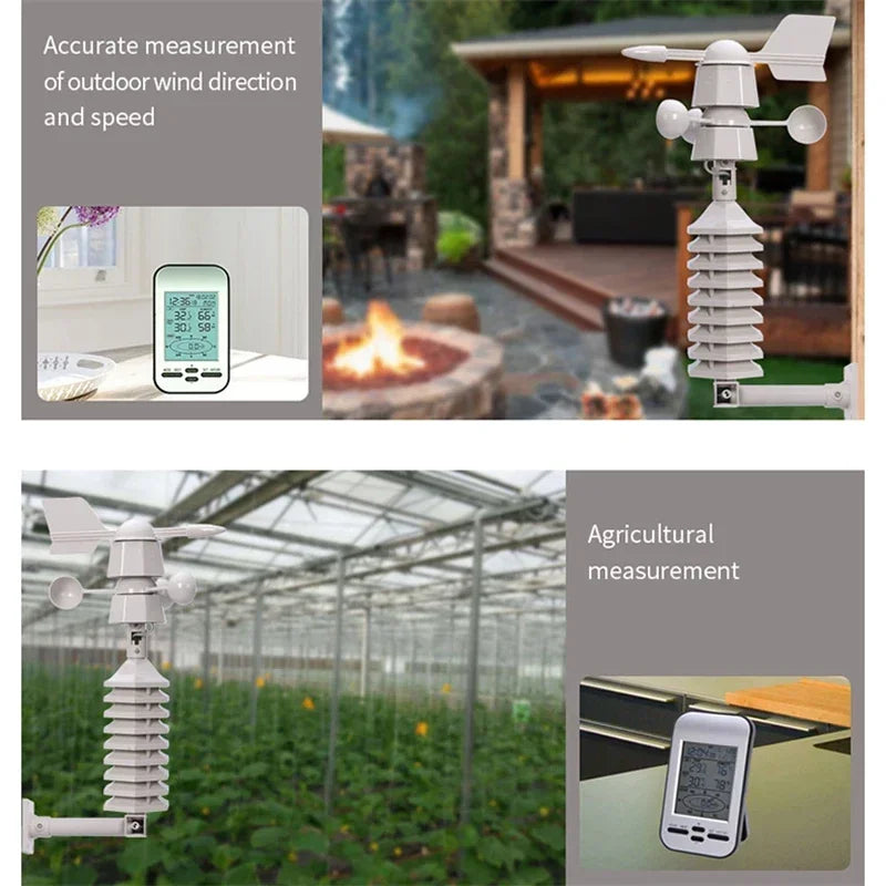 Windmeter – Anemometer – Windsnelheidsmeter – Weerstation – Windrichtingmeter – Binnen- en Buitentemperatuur – Draadloos Met Digitaal Display