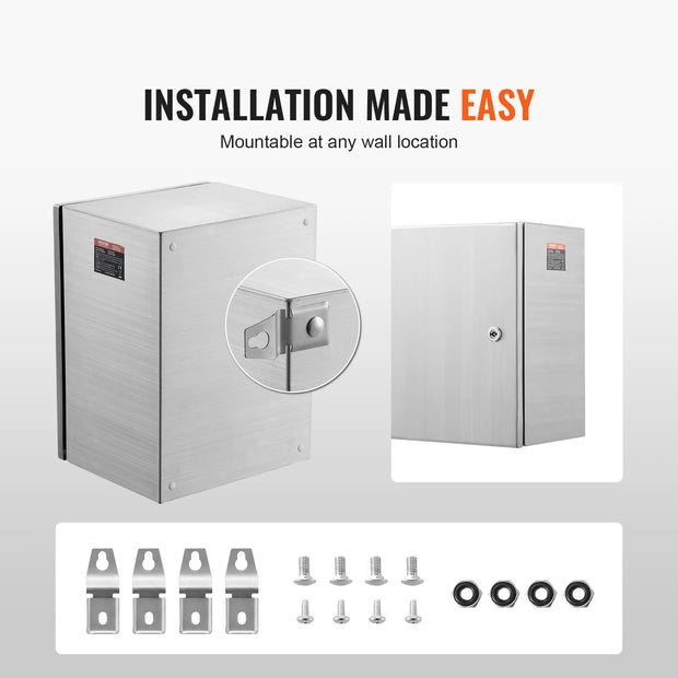 Vevor - Cases - Waterproof Junction Box - Junction Box - 40x30x15 cm - Outdoor Electrical Cabinet - with Mounting Plate Hinges Lock IP66