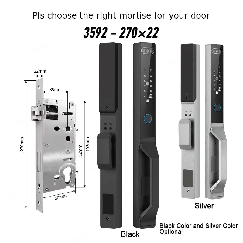 For Euro Mortise of 85/92 3D Face Recognition Smart Door Lock Tuya App Control IP68 Waterpoof Wifi Eletric Digital Smart Lock - QUORE