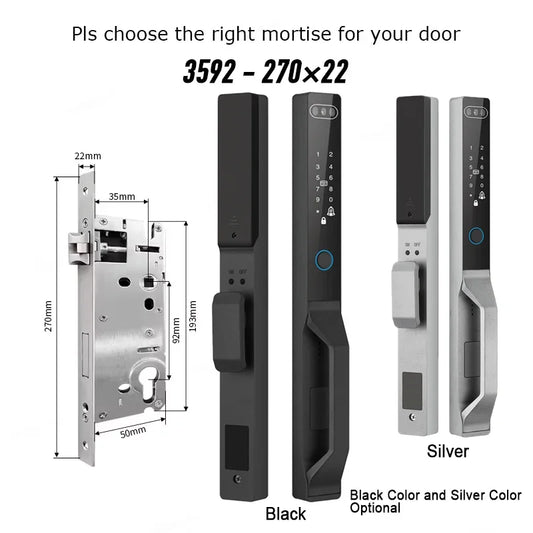 For Euro Mortise of 85/92 3D Face Recognition Smart Door Lock Tuya App Control IP68 Waterpoof Wifi Eletric Digital Smart Lock - QUORE