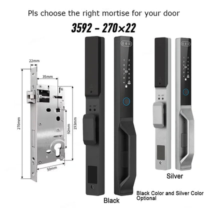 For Euro Mortise of 85/92 3D Face Recognition Smart Door Lock Tuya App Control IP68 Waterpoof Wifi Eletric Digital Smart Lock - QUORE