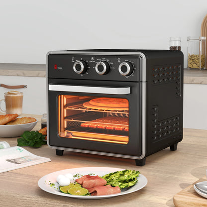 Mini Oven with Air circulation 20L Mini oven, 90°C-230°C hot air skillet, 5 modes, French fry basket, 1400W, metal
