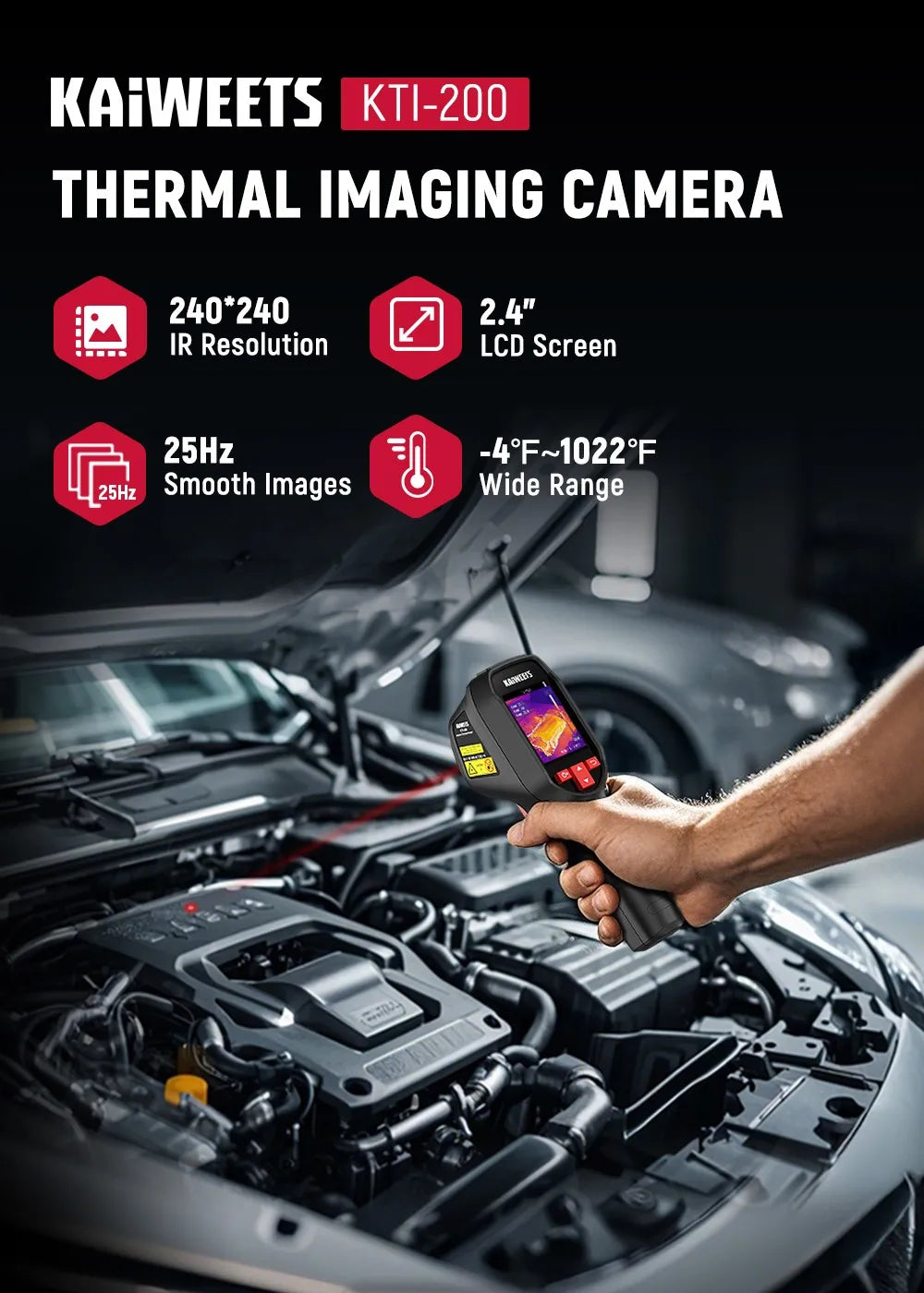 Warmtebeeldcamera – Thermische Camera – Infraroodcamera – Warmte Detector – Temperatuurmeter – 240x240 Resolutie – 550℃ Meetbereik