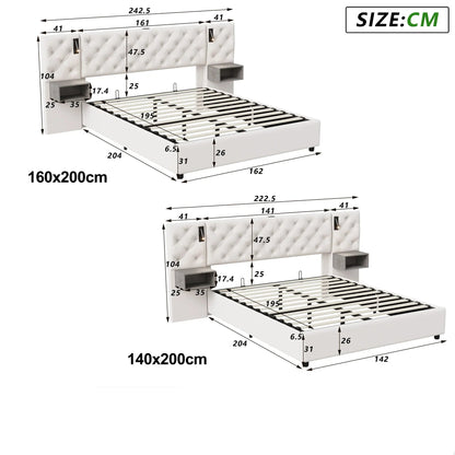 Bedframe – Opbergbed – Gestoffeerd Bed – Tweepersoonsbed – Hydraulische Lift – Velvet Hoofdeinde – USB Poort - 160×200cm