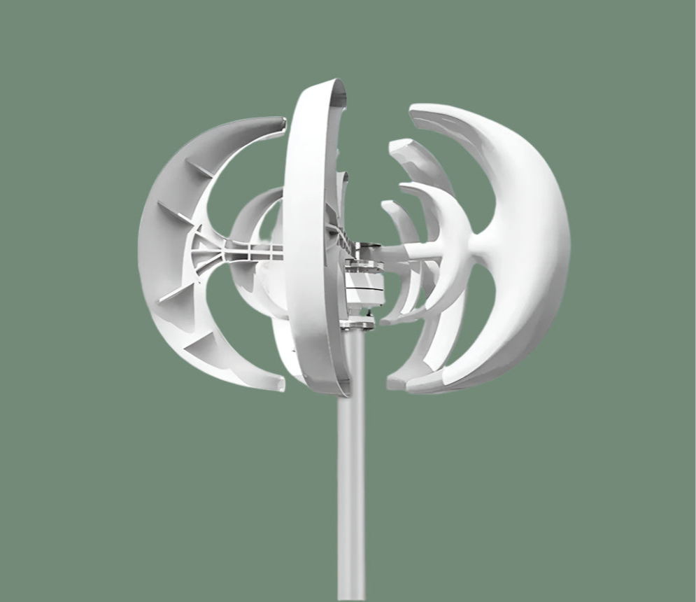 Verticale Windturbine – Windgenerator – Duurzame Energie – Zelfvoorzienend – 5000W Vermogen – Fiberglass Bladen – IP54 Bescherming - 48V - Met Batterijsysteem