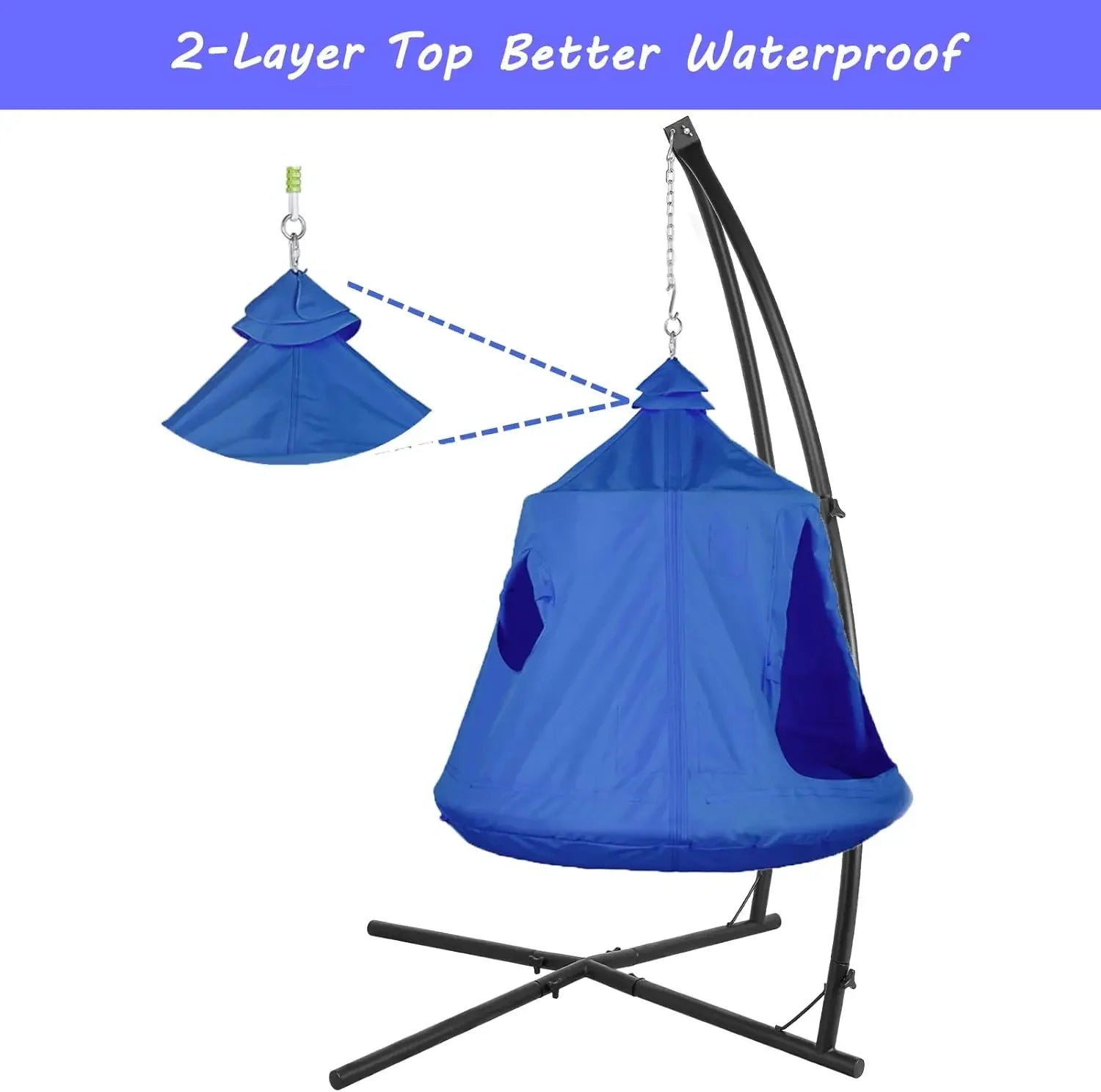 Hangstoel – Schommelstoel – Zitzak – Kinderstoel – Boomtent – Stevige Standaard – Weerbestendige 600D Oxford Stoffen Tent - QUORE