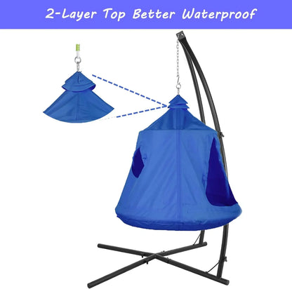 Comfortabele Hangstoel Met Standaard – Hangstoelstoel – Schommelstoel – Kinderstoel – Tuinstoel – Duurzaam Gepoedercoat Stalen Frame – Inclusief LED-Verlichting - QUORE