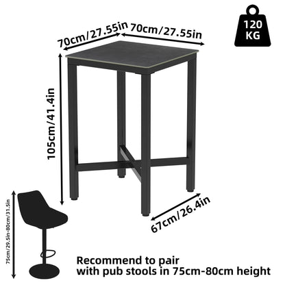 Upscale Tall Bar Table Square Marble Top Kitchen Restaurant Counter Pub Club Cocktail Table 3 Colors