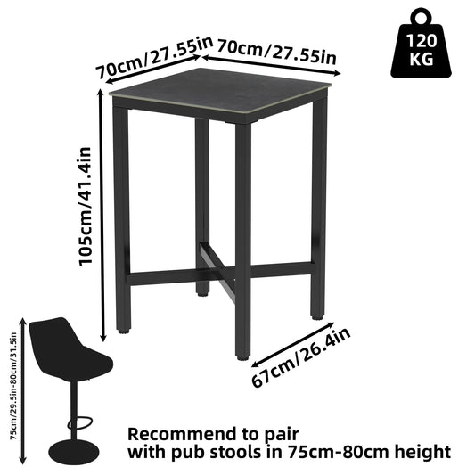 Upscale Tall Bar Table Square Marble Top Kitchen Restaurant Counter Pub Club Cocktail Table 3 Colors