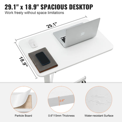 Bureautafel - Bureautafel voor Volwassenen - Bureautafel voor Computer - Computer bureau - Computer Tafel - Laptoptafel - Gaming Bureau - Gasveer - Hoogteverstelbaar - Zit-sta bureau - met wielen - Draagbaar - Rollende laptoptafel - 27.1x18.9in - Wit