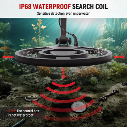 Metaaldetector - Professionele Metaaldetector - Onder Water Metaaldetector - Metaalzoekapparaat - Verstelbare Steel - IP68 Waterdichte Spoel - 6 Modi - LCD Display - 9V - 2 Accu