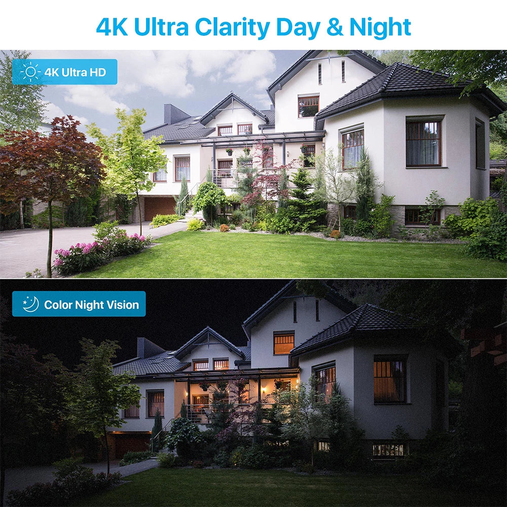 Beveiligingscamerasysteem - CCTV Camerasysteem - 8MP - 8-Kanaals 4K Ultra HD - Openlucht- IP66 Waterdichte - Bewakingscamera - Beveiligingscamera - PoE NVR Kit met Spotlight en Sirene - met IP-Videobewaking - Zonder HDD - 2 Stuks - Wit