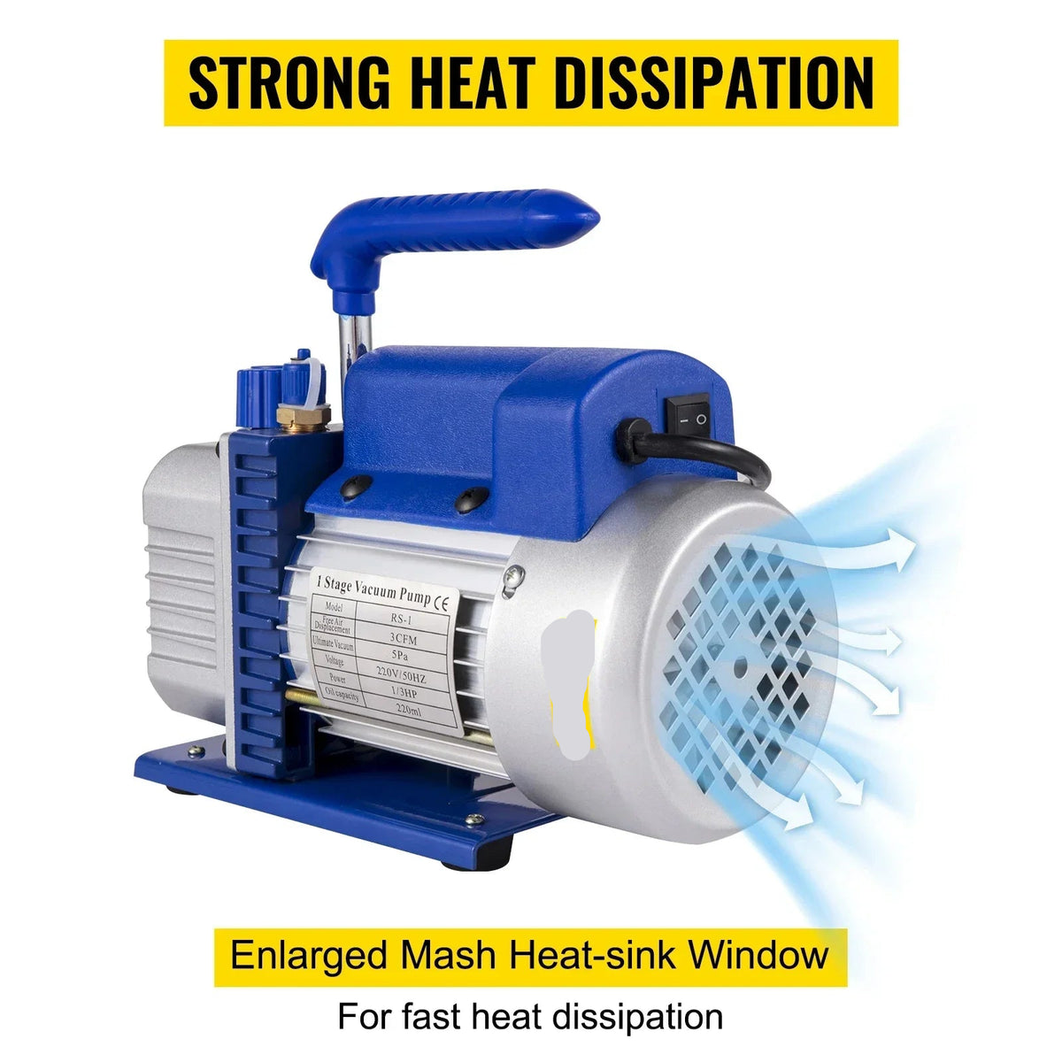 Vacuümpomp - Koelmiddel vacuümpomp - Koelgereedschap - HVAC-koeling - 4.8CFM 1-3HP-meter, met meter - Blauw