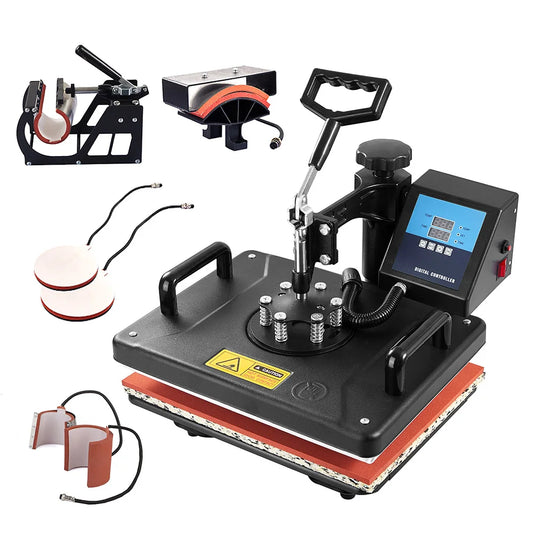 7-In-1 Hittepers – Textielpers – Mokkenpers – Pettenpers – Platenpers – Groot Werkoppervlak 29x38 Cm – Instelbare Druk