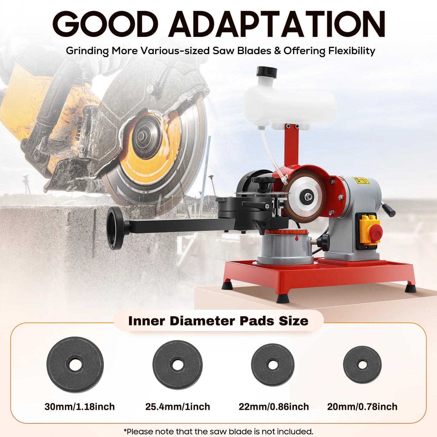 Zaagbladslijpmachine – Zaagbladslijper – Cirkelzaagslijper – Bladenslijper – Zaagblad Scherp Maker – Rood – 370W Motor – 2850 RPM Toerental