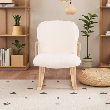 Schommelstoel – Relaxstoel – Loungefauteuil – Fauteuil – Leesstoel – Ergonomisch Design – Houten Basis