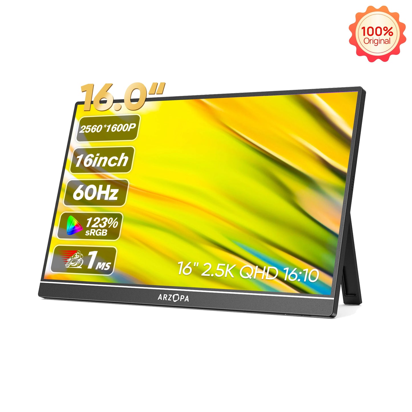 16 Inch Draagbare Monitor – Extern Scherm – Mini Beeldscherm – Tweede Scherm – Gaming Monitor – IPS Scherm – 2.5K Resolutie – Aluminium Behuizing - QUORE