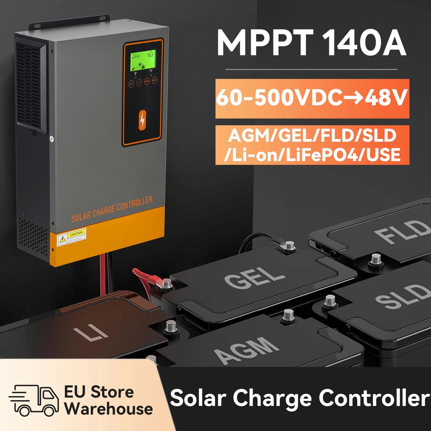 48V MPPT Zonnepaneel Laadregelaar – Zonneregulator – Accu Regulator – Solar Charger – Batterijlader – 140A Maximale Stroom – Tot 500V PV Input