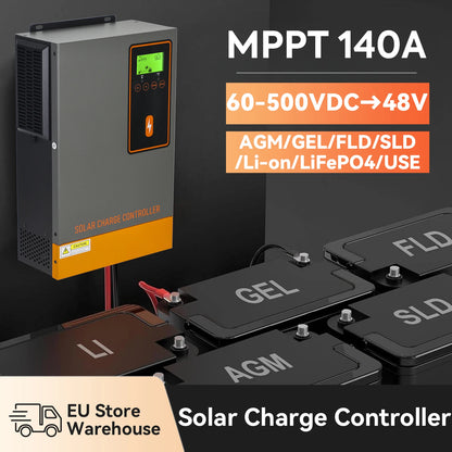 48V MPPT Zonnepaneel Laadregelaar – Zonneregulator – Accu Regulator – Solar Charger – Batterijlader – 140A Maximale Stroom – Tot 500V PV Input