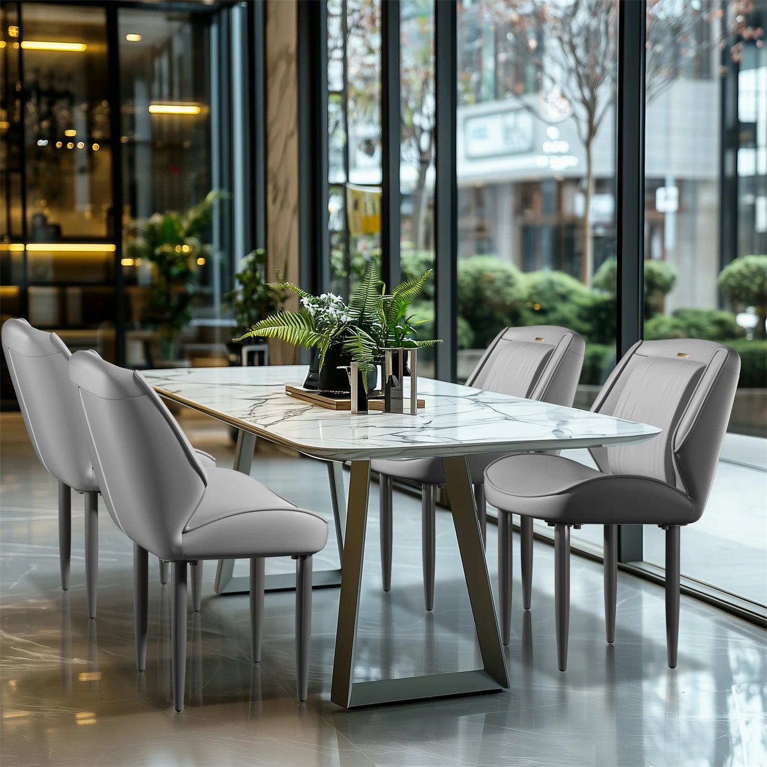 Eetkamerstoel – Stoel – Dinersstoel – Zithoekstoel – Kuipstoel – Set Van 2 Donkergrijs – Synthetisch Leer – Stevig Eucalyptus Houten Frame - QUORE