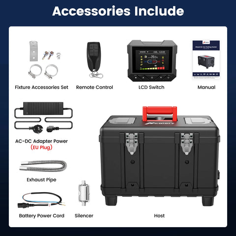 Hcalory - Dieselkachel - Elektrische kachel - Kachel en ventilatoren - Benzineluchtkachel - Dieselhulpkachel - 12V - 220V - 8kW - 6L - Zwart