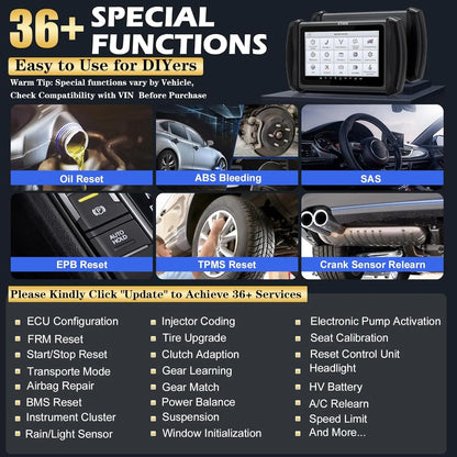 Autodiagnosetool – Diagnoseapparaat – Foutcode Lezer – ECU Scanner – Voertuig Tester – 7 Inch Touchscreen – 36+ Resetfuncties