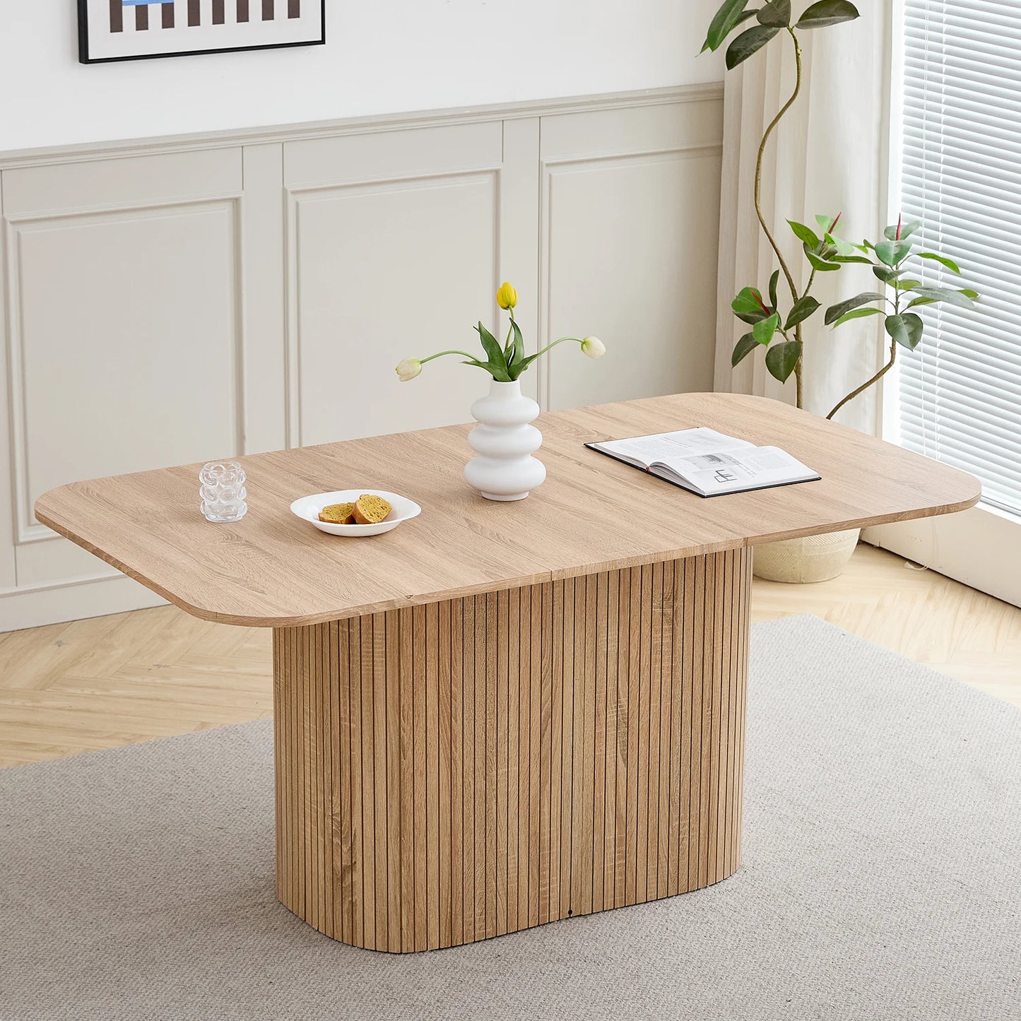 Eettafel – Tafel – Dinertafel – Eetkamertafel – Eetplek – Licht Hout Kleur – 160x90 cm – MDF Met Houtnerf Afwerking