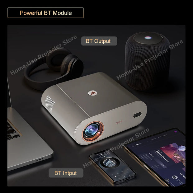 Alincoo - D7W - Beamer - Projector Beamer - Mini Meamer - Full HD 1080P - 1920x1080dpi - Automatische focus - 5G - met WiFi - 1300 Lumens - Wit