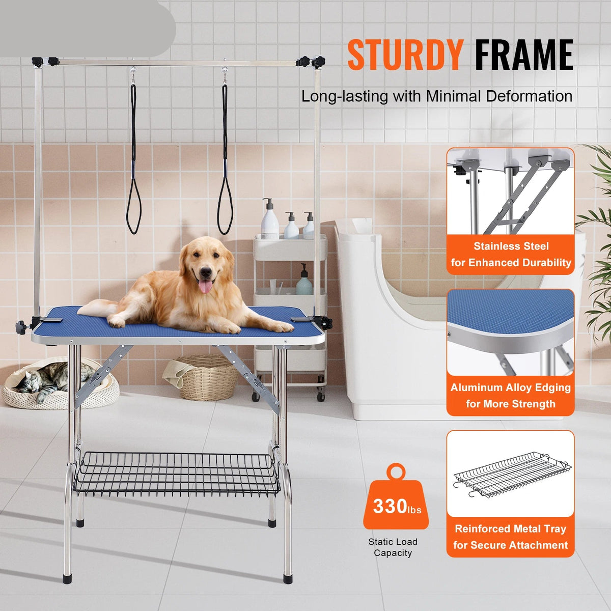 Hondentrimtafel - Grooming Table Snijtafel - Opvouwbare Pet Stand - Pet Care Table - 36 Inch - met Klem - voor Medium Kleine Honden met Grooming Loop - QUORE