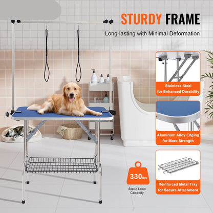 Hondentrimtafel - Grooming Table Snijtafel - Opvouwbare Pet Stand - Pet Care Table - 36 Inch - met Klem - voor Medium Kleine Honden met Grooming Loop - QUORE