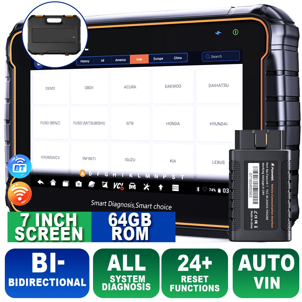 OBD2 Autodiagnose Scanner – Auto Diagnose Tool – Foutcode Lezer – Auto Scanner – Bluetooth En Wifi – 7 Inch Kleurenscherm – 24+ Resetfuncties