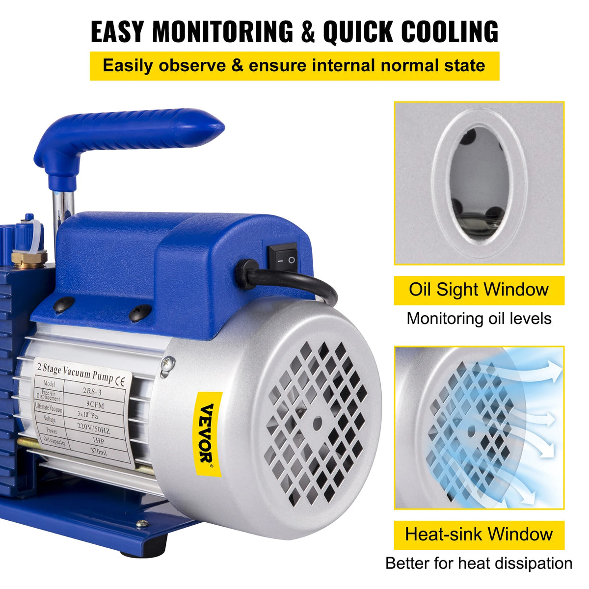 Vacuümpomp - Vacuümpomp Air Conditioner - Vacuümkamer - Vacuümkamer met pomp - Koelgereedschap - Air Conditioning Pomp - 9 CFM - 1 HP - 220V 5PA - Ultieme Vacuüm Koelmiddel HVAC Luchtgereedschap