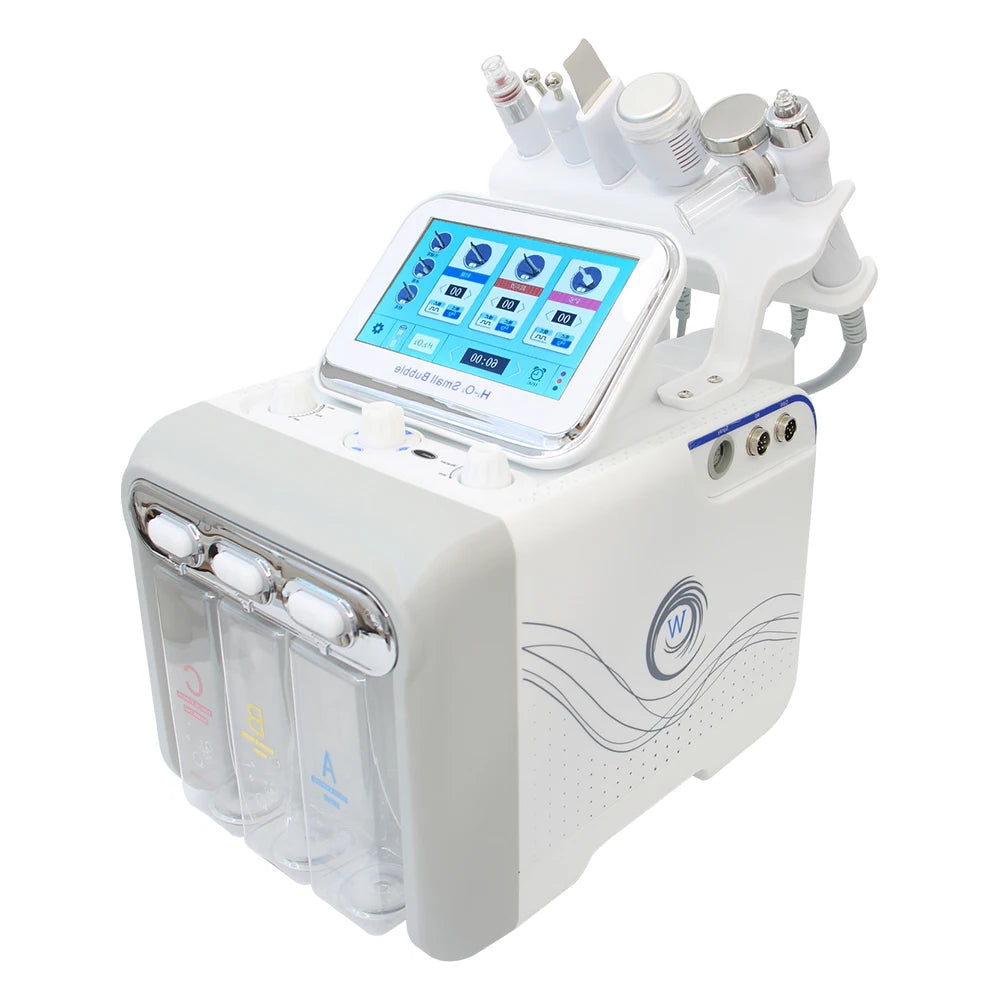 6-in-1 Hydro Dermabrasie Gezichtsbehandeling – Gezichtsreiniger – Huidverjonging Apparaat – Acne Behandeling – Collageen Stimulator – Ultrasone Trillingen – Koude Hammer – CE Gecertificeerd – Gebruiksvriendelijk Thuisapparaat - QUORE