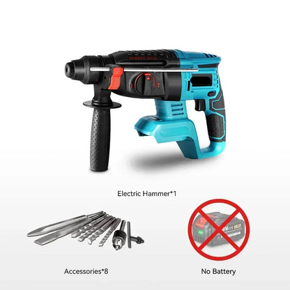 Boormachine - Klopboormachine - Hamerboren - Draadloze - Borstelloze - 26mm - 4800 slagen/min – SDS Plus – Zonder Batterij – Inclusief 10 Accessoires – Compatibel met 18V/21V Batterijen