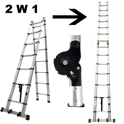 Telescopische Aluminium Ladder – Uitschuifbare Ladder – A-Frame Trap – Inklapbare Ladder – Compacte Ladder – Lichtgewicht 6063 Aluminium – Maximaal 150 Kg Belastbaar - 3,3m Plus 3,3m
