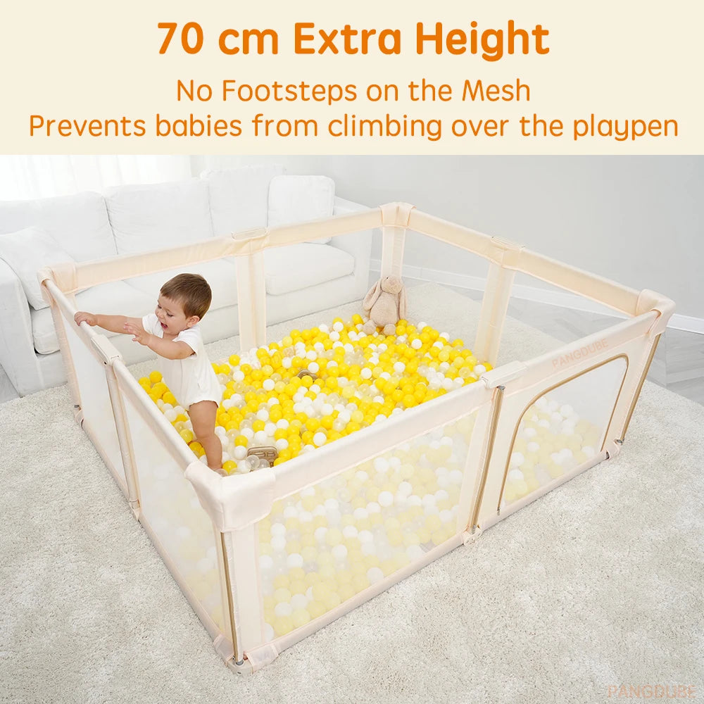 Babybox - Kinderbox - Speelbox - Opvouwbare - Draagbare - Metalen Speelbox - Schuim Bescherming - Veilig Baby - Stofdicht - Speeltuin - 180x200x70cm - Grijs