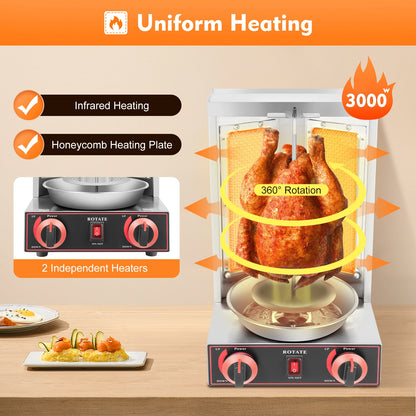 Gasdoner Kebab Machine – Doner Kebab Grill – Shawarma Grill – Kebab Grill – 3000W Infrarood – 8 Kg Capaciteit