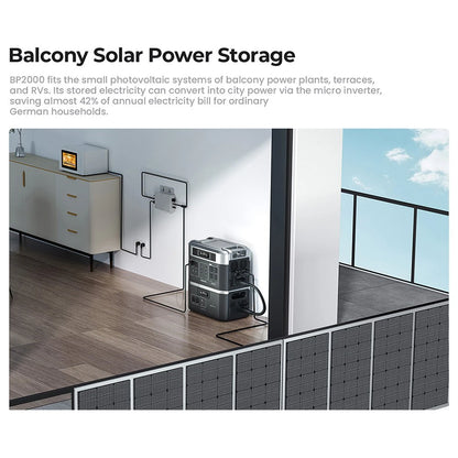 Draagbare Powerstation – Mobiele Accu – Noodstroom – Zonne-energie – 2048Wh Capaciteit – 2200W AC Uitgang
