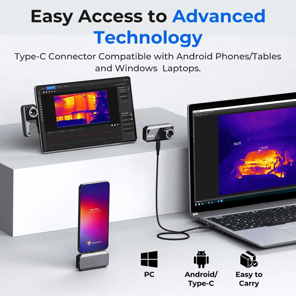 Warmtebeeldcamera - Thermische Camera - Warmtecamera - Infrarood Camera - Instelbare Lens Thermische Beeldcamera – 9mm Sensor – USB-C Compatibel – Geschikt voor Android Apparaten