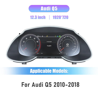 Digitaal Dashboard – LCD Display – Instrumentenpaneel – Cluster – Speedometer – Voor Audi Q5 2010-2018 – 12,3 Inch Full HD – Plug & Play Anti-Glare Scherm