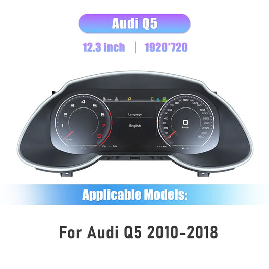 Digitaal Dashboard – LCD Display – Instrumentenpaneel – Cluster – Speedometer – Voor Audi Q5 2010-2018 – 12,3 Inch Full HD – Plug & Play Anti-Glare Scherm