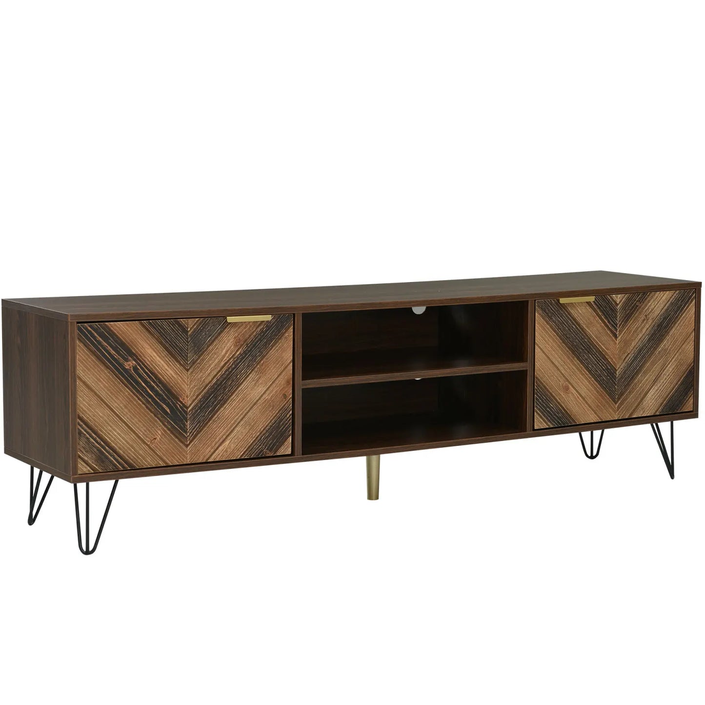 Tv-Kast – Tv-Meubel – Mediameubel – Opbergkast – Scandinavisch Design – Houtkleur – Gouden Handgrepen