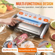 Vacuümsealer Machine - Vacuümsealer - Vacuümmachine - Vacuümsealer Foodsaver - Foodsaver - 130W - 80Kpa - voor het bewaren van droge en vochtige levensmiddelen Automatisch en handmatig luchtsealsysteem