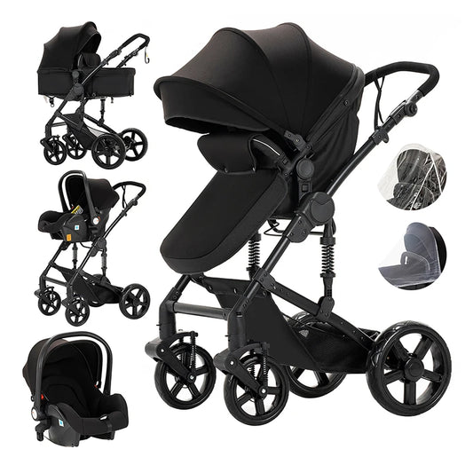 Kinderwagen – Wandelwagen - Opvouwbaar - Babywagen – 3-in-1 - Multifunctioneel - Lichtgewicht - Comfortabel - Veilig – Schokabsorptie - Zwart
