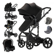 Kinderwagen – Wandelwagen - Opvouwbaar - Babywagen – 3-in-1 - Multifunctioneel - Lichtgewicht - Comfortabel - Veilig – Schokabsorptie - Zwart