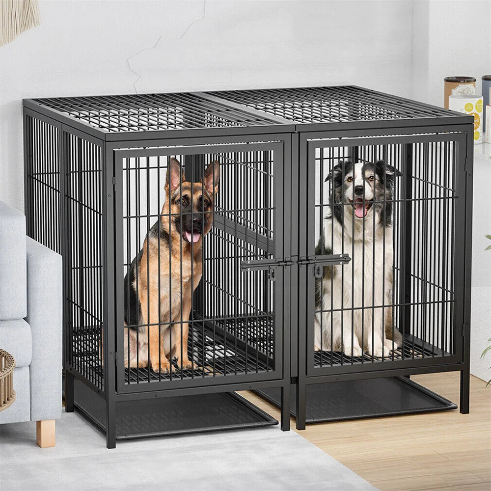 Hondenbench – Hondenkooi – Hondenren – Dierenbench – Metalen Bench – Verstelbare Indeling – Roestvrij Stahl - 130.5 x 100 x 100 cm